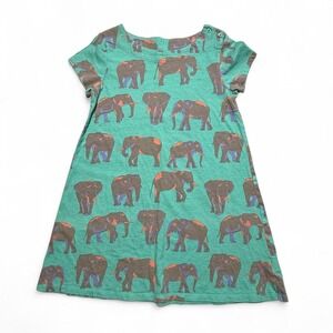 Spotted Zebra Girls Green Elephant Print Cotton T-Shirt Dress Size XL 12